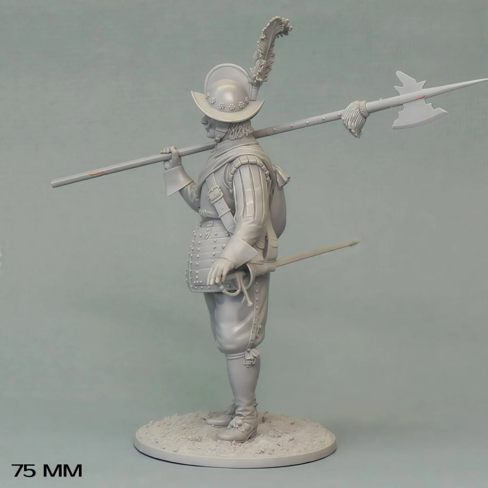 75mm Medieval Renaissance Landsknecht Sergeant, Resin Model Figure Kit, Unassembled and Unpainted