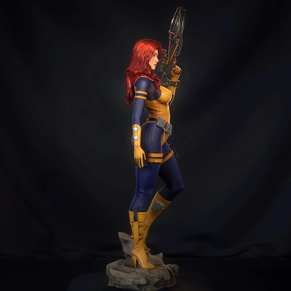 1/24 Red-Haired Warrior in Blue and Gold Tactical Suit, Resin Model Figure Kit, Fantasy Theme, Unassembled and Unpainted