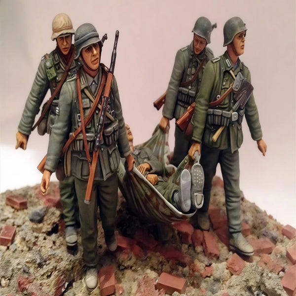 1/35 WWI British Infantry Advancing with Rifles, 5 Figures, Resin Model Figure Kit, Unassembled and Unpainted