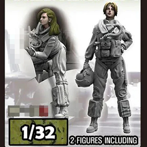 1/32 Modern U.S. Navy Pilot & Soldier, 2 Figures, Resin Model Figure Kit, Unassembled and Unpainted