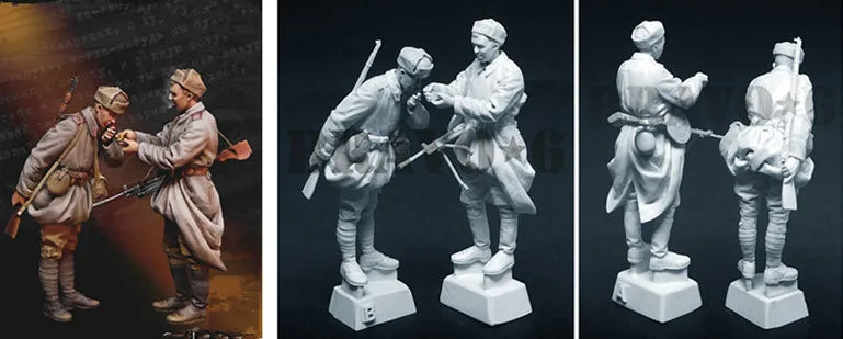1/35 WWII Tactical Operator with Rifle, 4 Figures, Resin Model Figure Kit, Unassembled and Unpainted