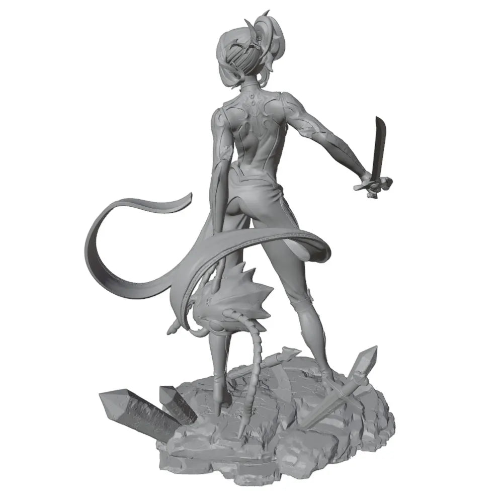 1/24 Female Warrior with Tail, Resin Model Figure Kit, Anime Theme, Unassembled and Unpainted