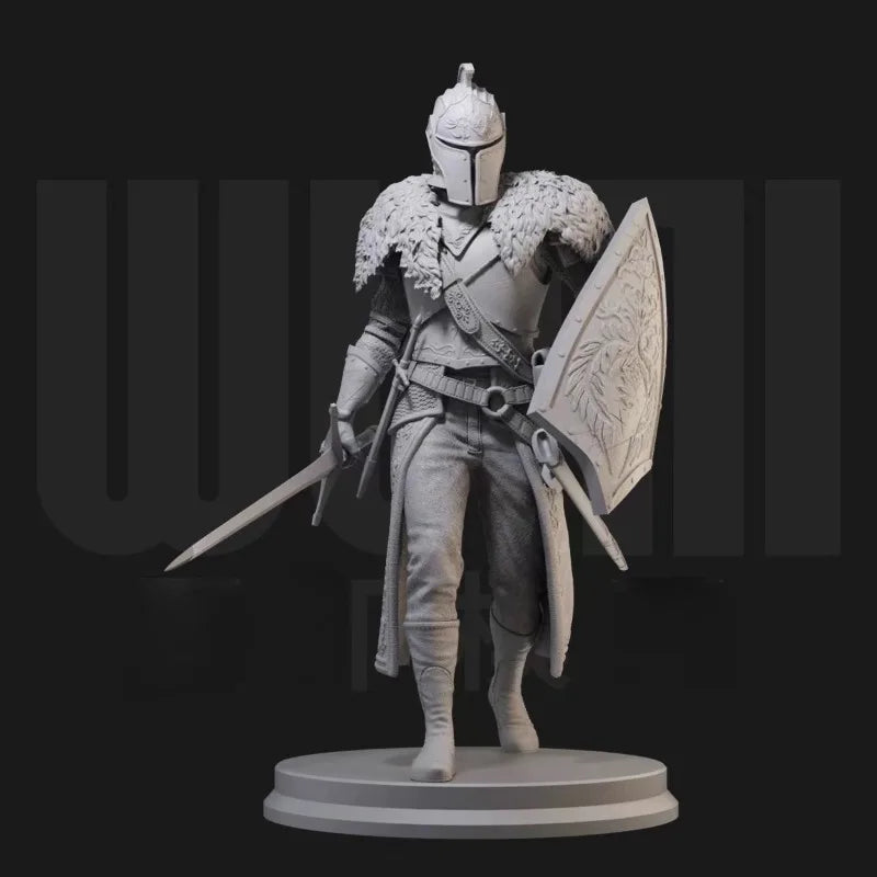 1/24 Medieval Knight with Heraldic Shield and Cape, Resin Model Figure Kit, Unassembled and Unpainted
