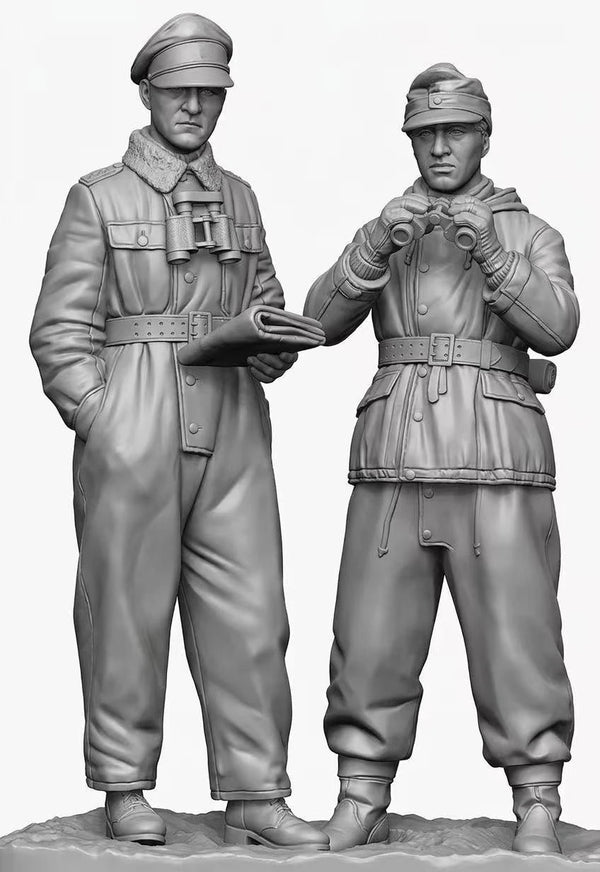 1/35 WWI British Officer with Binoculars and Infantryman, 2 Figures, Resin Model Figure Kit, Unassembled and Unpainted