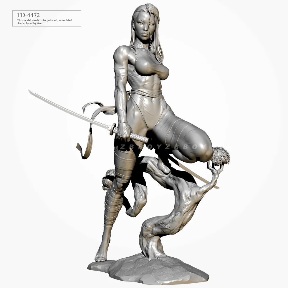 50mm Female Warrior with Dragon Companion, Resin Model Figure Kit, Fantasy Theme, Unassembled and Unpainted