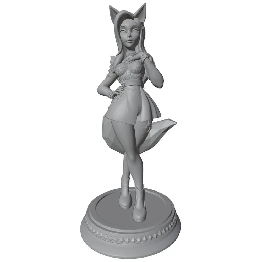 1/24 Fox Girl in Blue Top and Skirt with Tail, Resin Model Figure Kit, Anime Theme, Unassembled and Unpainted