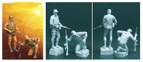1/35 Modern Soldiers Multiple Combat Poses, 2 Figures, Resin Model Figure Kit, Unassembled and Unpainted