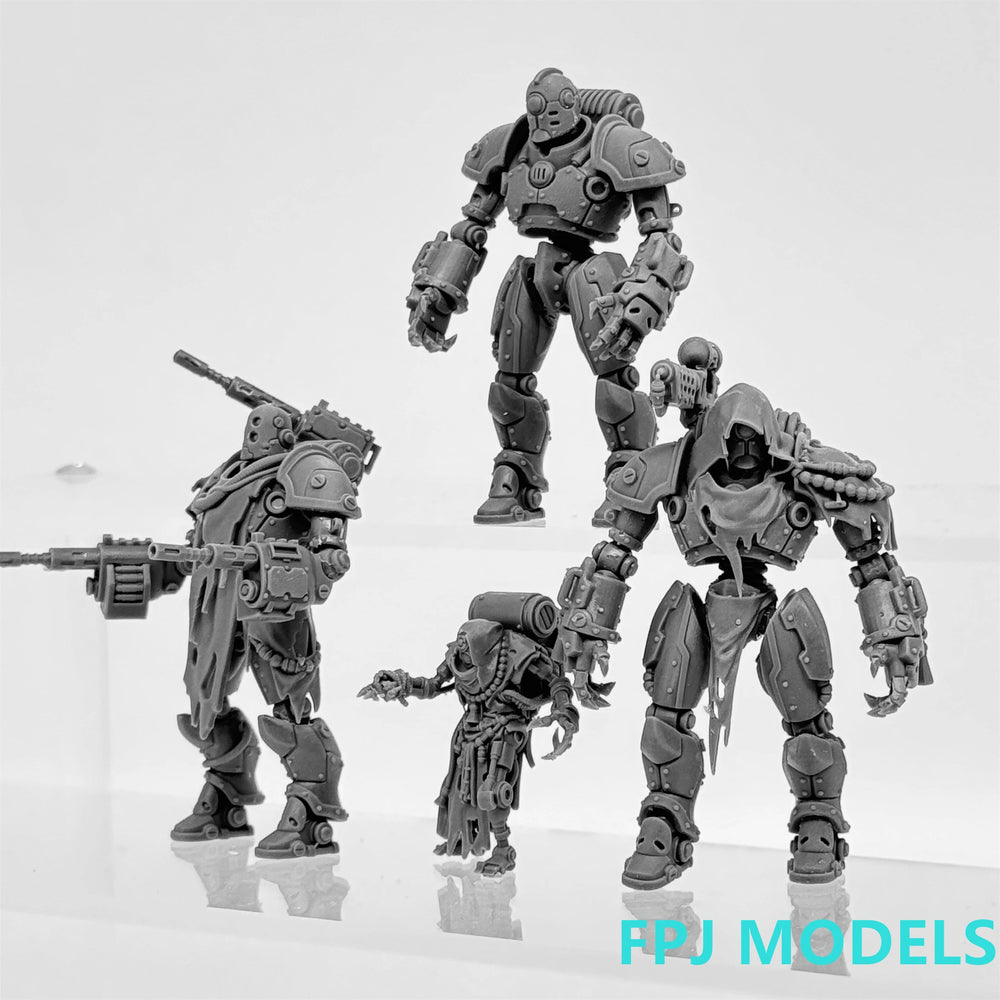 28mm Exoskeleton Soldiers, 4 Figures, Resin Model Figure Kit, Sci-Fi Theme, Unassembled and Unpainted