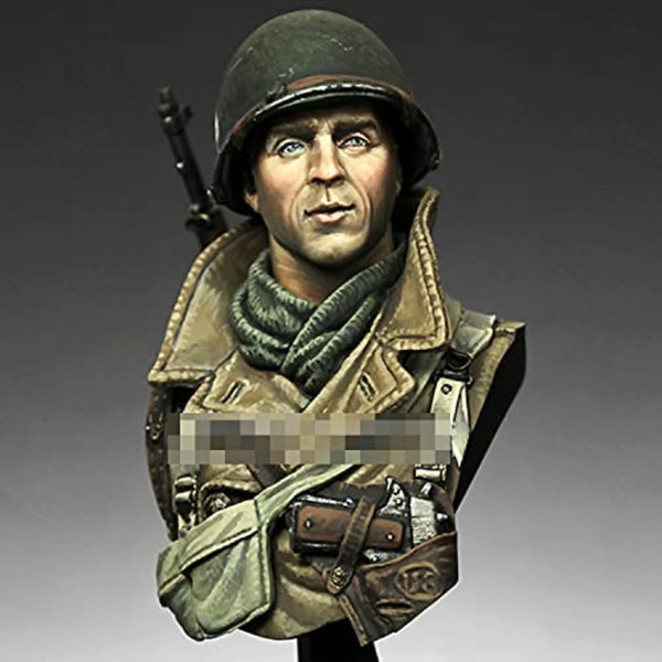 1/10 WWII US 101st Airborne Infantryman with Rifle, Resin Model Bust Kit, Unassembled and Unpainted