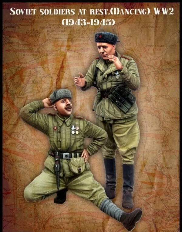 1/35 WWII Soviet Infantry in Relaxed Poses, 6 Figures, Resin Model Figure Kit, Unassembled and Unpainted