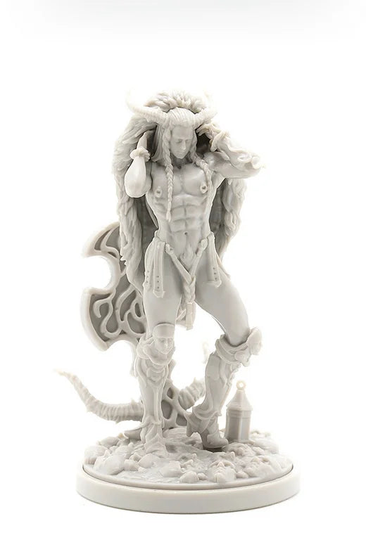 Horned Demon Warrior, Resin Model Figure Kit, Fantasy Theme, Unassembled and Unpainted