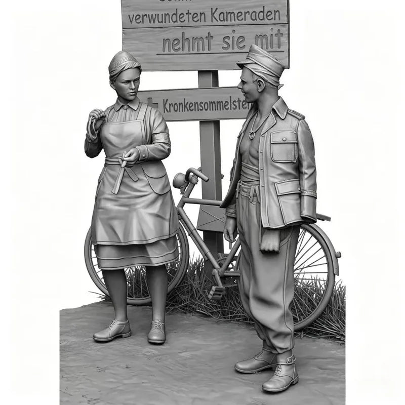 1/35 WWII German Medical Personnel, 2 Figures, Resin Model Figure Kit, Unassembled and Unpainted