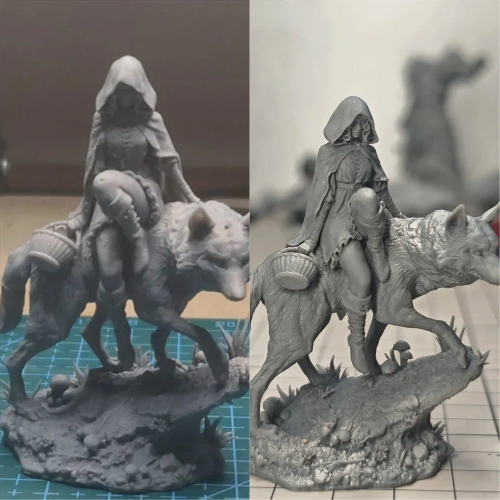 75mm Red-Haired Warrior on Beast, Resin Model Figure Kit, Fantasy Theme, Unassembled and Unpainted