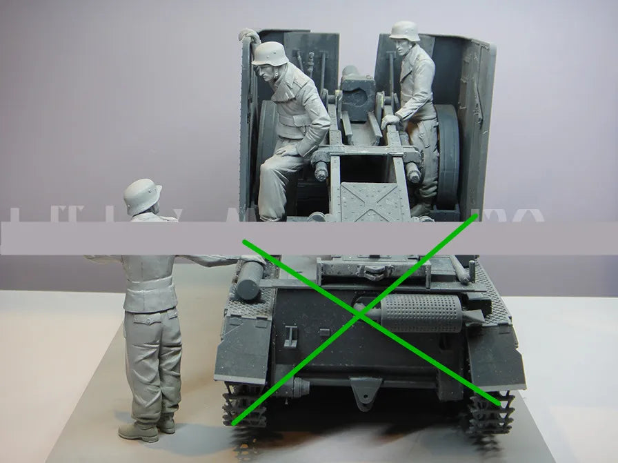 1/16 WWII German Anti-Aircraft Gun Crew on Half-Track, 3 Figures, Resin Model Figure Kit, Unassembled and Unpainted