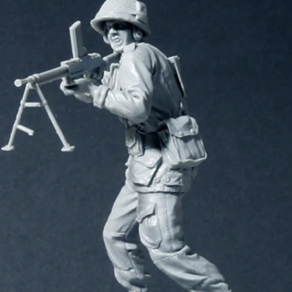 1/35 WWII French Machine Gunner, Resin Model Figure Kit, Unassembled and Unpainted