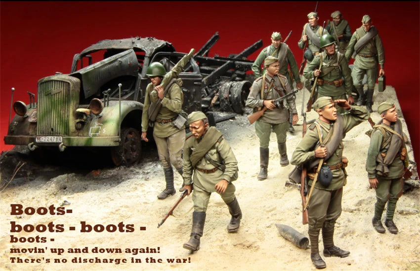 1/35 WWII German & Soviet Infantrymen Kursk 1943, 10 Figures, Resin Model Figure Kit, Unassembled and Unpainted