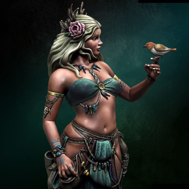 1/10 Female Elf Warrior with Bird Companion, Resin Model Figure Kit, Fantasy Theme, Unassembled and Unpainted