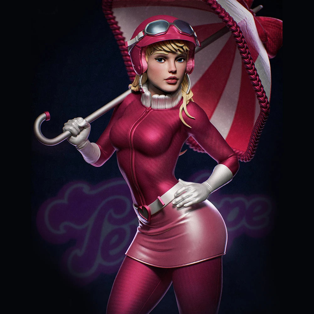 Pinup Beauty with Umbrella, Resin Model Figure Kit, Unassembled and Unpainted