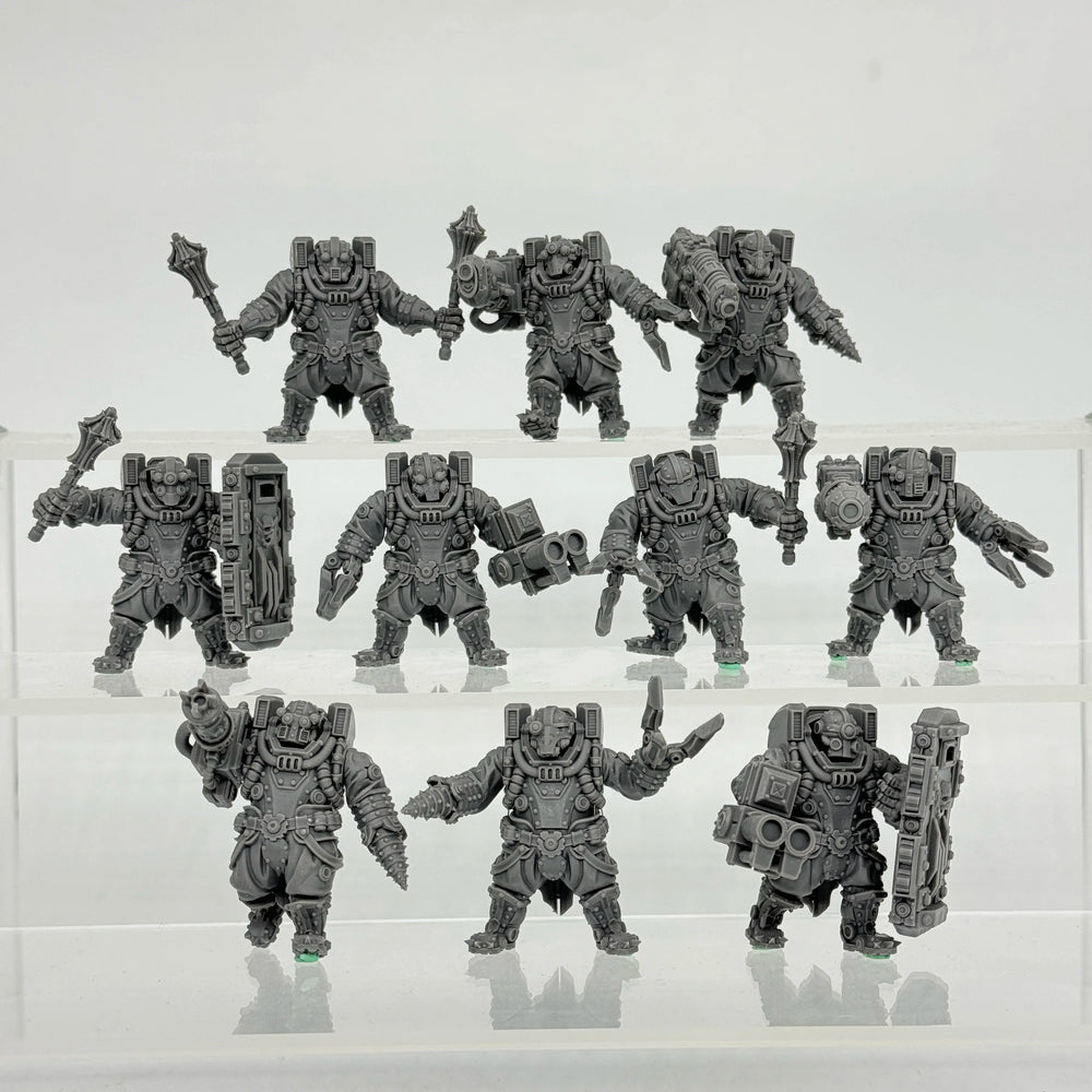 Heavy Support Soldiers, 10 Figures, Resin Model Figure Kit, Sci-Fi Theme, Unassembled and Unpainted