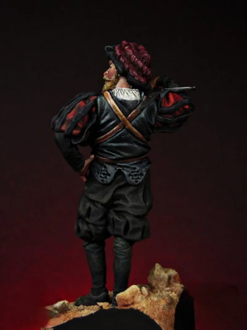 54mm Napoleonic French Cossack Officer with Spear, Resin Model Figure Kit, Unassembled and Unpainted