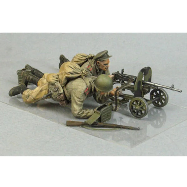 1/35 WWII Machine Gunner Crew, 2 Figures, Resin Model Figure Kit, Unassembled and Unpainted