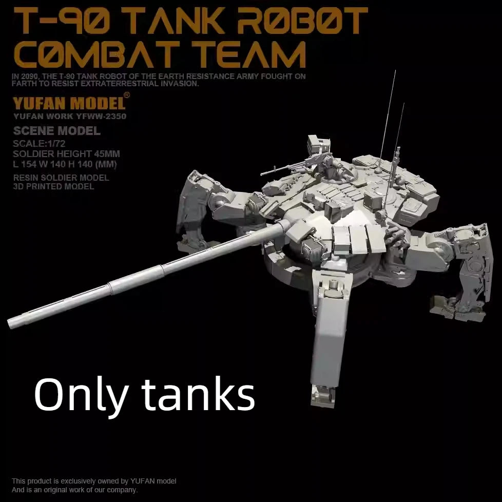 1/72 T-90 Combat Mech Team, 5 Figures, Resin Model Mecha Kit, Sci-Fi Theme, Unassembled and Unpainted