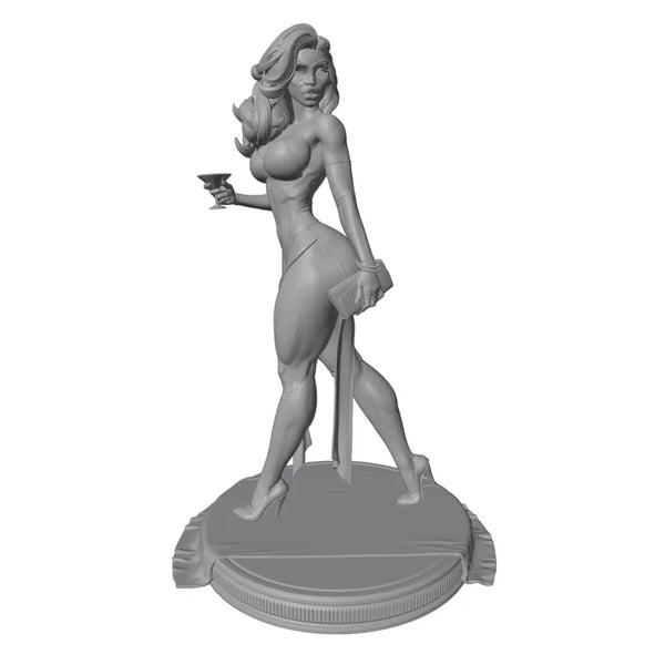 1/24 White-Haired Pin-up, Resin Model Figure Kit, Unassembled and Unpainted