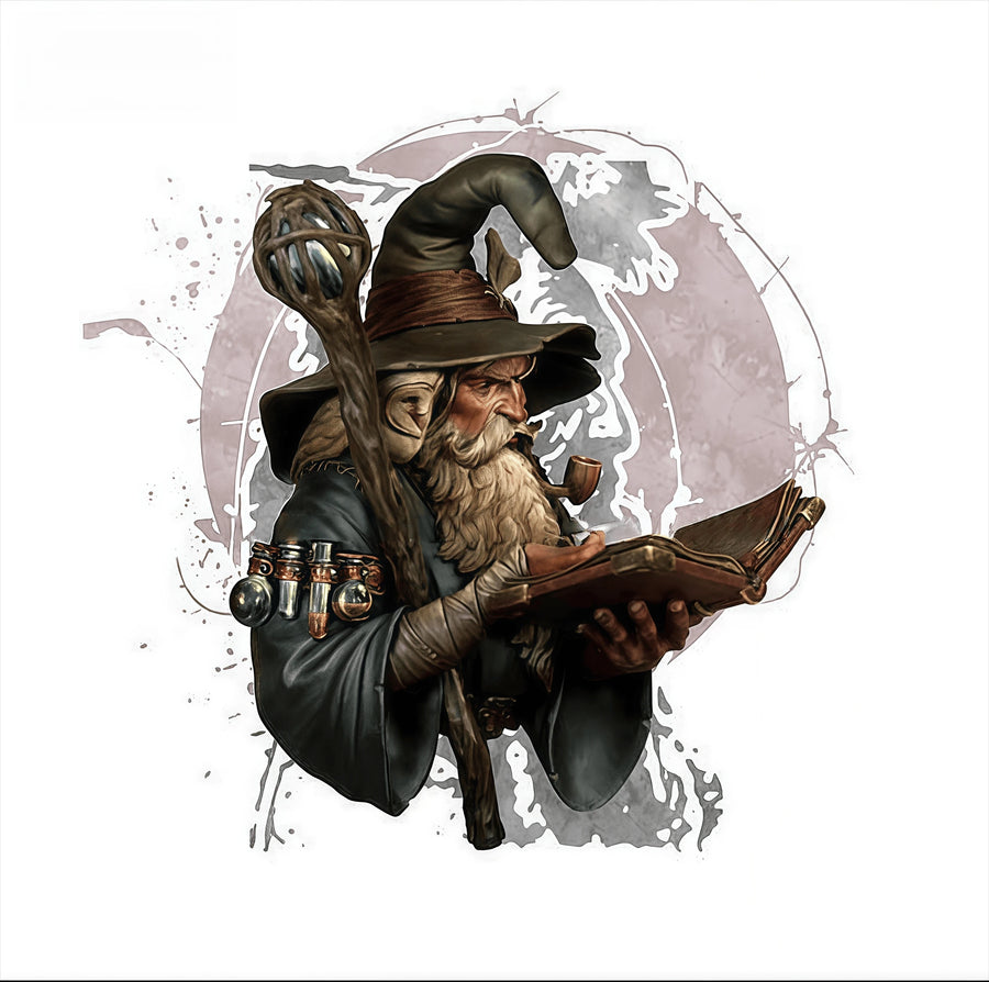 Fantasy Bearded Wizard Bust with Staff & Tome 1/10 Resin Kit - resin model view 2