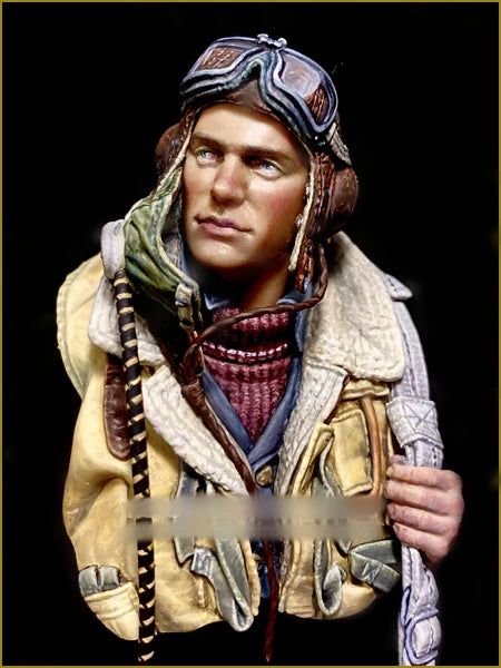 1/10 WWII Pilot, Resin Model Bust Kit, Unassembled and Unpainted