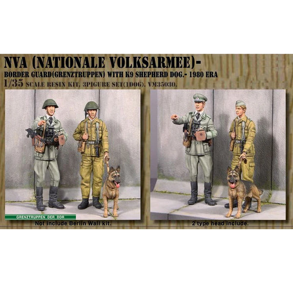 1/35 Cold War East German Border Guards, 3 Figures, Resin Model Figure Kit, Unassembled and Unpainted