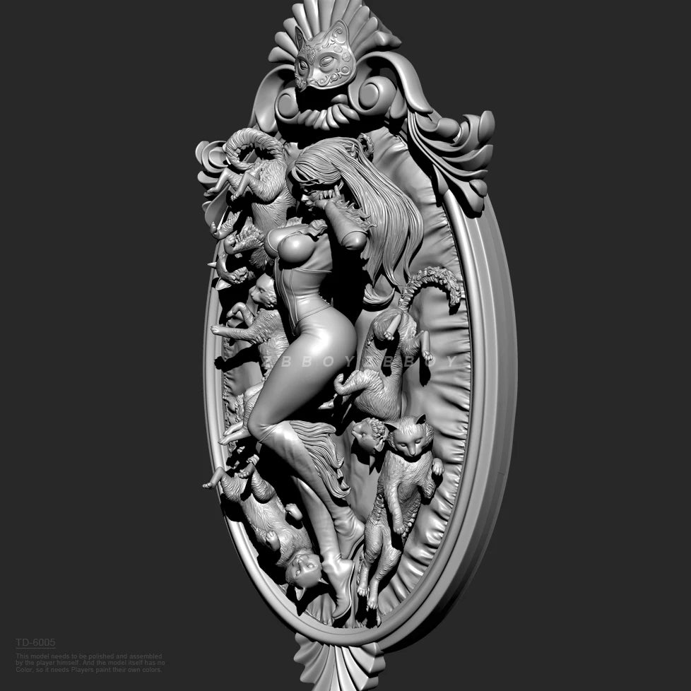 75mm Baroque Ornamental Relief Sculptures, 5 Figures, Resin Model Bust Kit, Unassembled and Unpainted