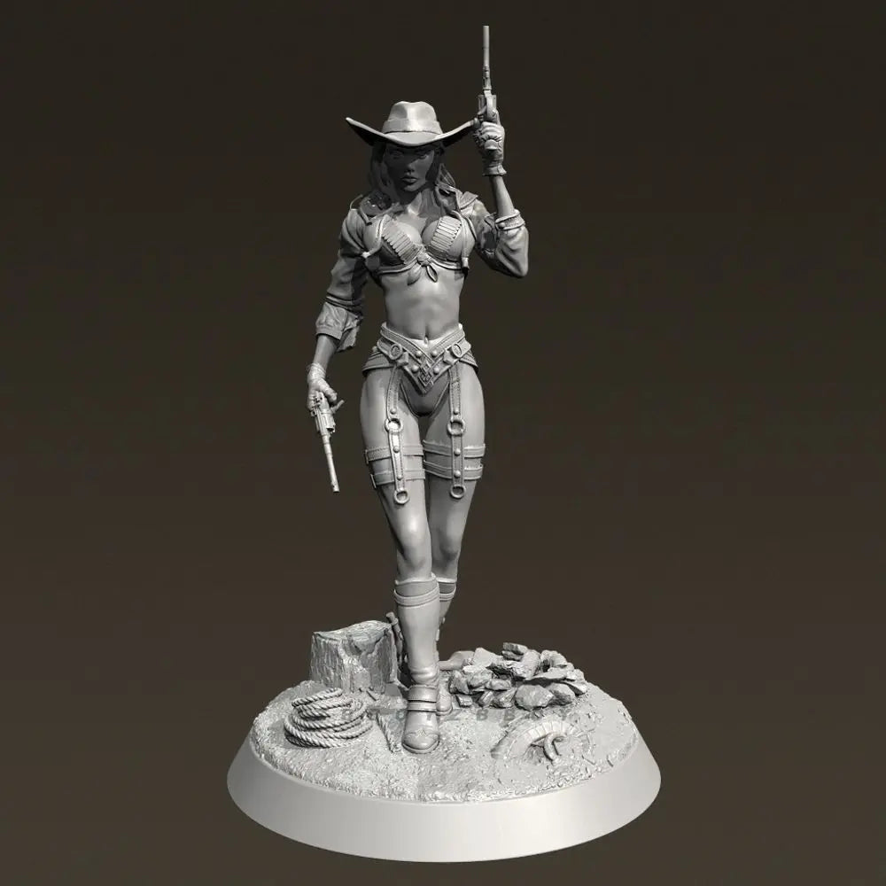 38mm Western Cowgirl, Resin Model Figure Kit, Unassembled and Unpainted