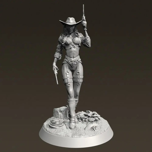 38mm Western Cowgirl, Resin Model Figure Kit, Unassembled and Unpainted