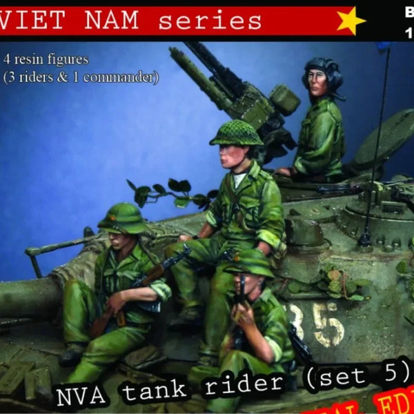 1/35 Vietnam War NVA Tank Riders, 4 Figures, Resin Model Figure Kit, Unassembled and Unpainted