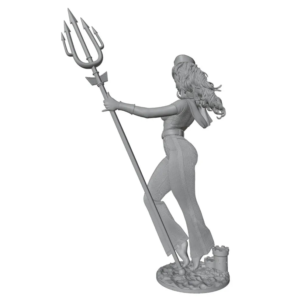 1/24 Sea Goddess with Trident, Resin Model Figure Kit, Fantasy Theme, Unassembled and Unpainted