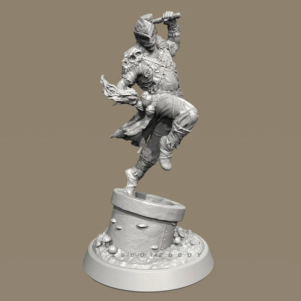 60mm Horned Demon Warrior Leaping, Resin Model Figure Kit, Fantasy Theme, Unassembled and Unpainted