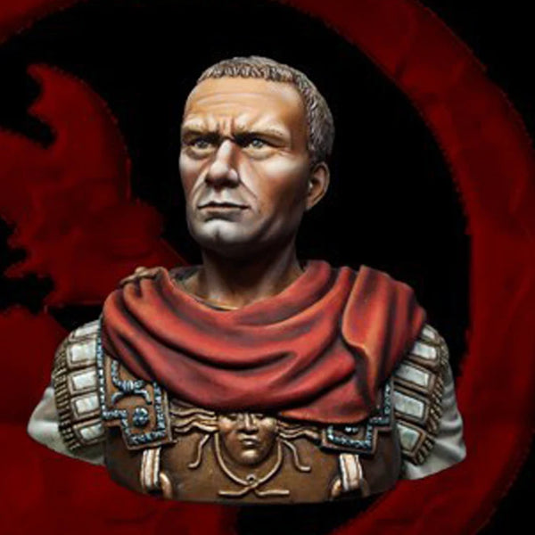 1/10 Ancient Roman General in Red Cloak with Ornate Armor, Resin Model Bust Kit, Unassembled and Unpainted