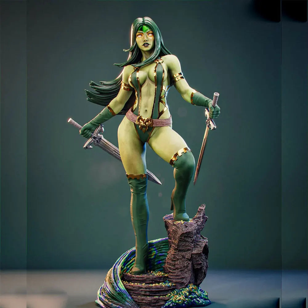 1/24 Elf Warrior Leaping with Dual Daggers, Resin Model Figure Kit, Fantasy Theme, Unassembled and Unpainted