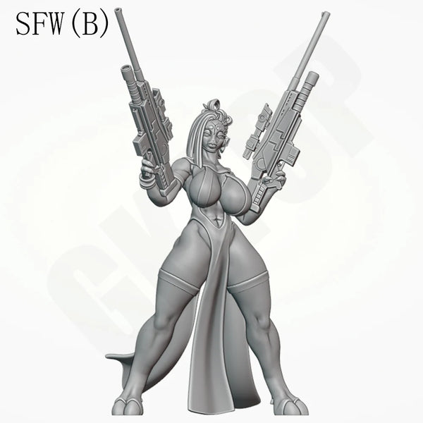 1/24 Sci-Fi Female Sniper, Resin Model Figure Kit, Unassembled and Unpainted