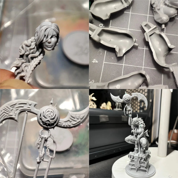 75mm Dark Sorceress with Ornate Scythe, Resin Model Figure Kit, Fantasy Theme, Unassembled and Unpainted