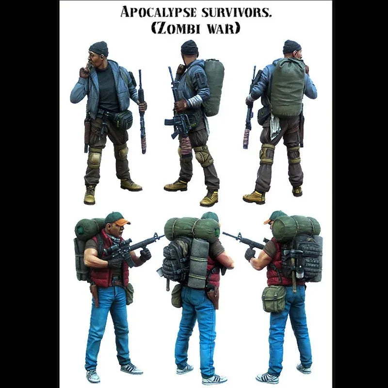 1/35 Post-Apocalyptic Survivor Fighters, 6 Figures, Resin Model Figure Kit, Fantasy Theme, Unassembled and Unpainted