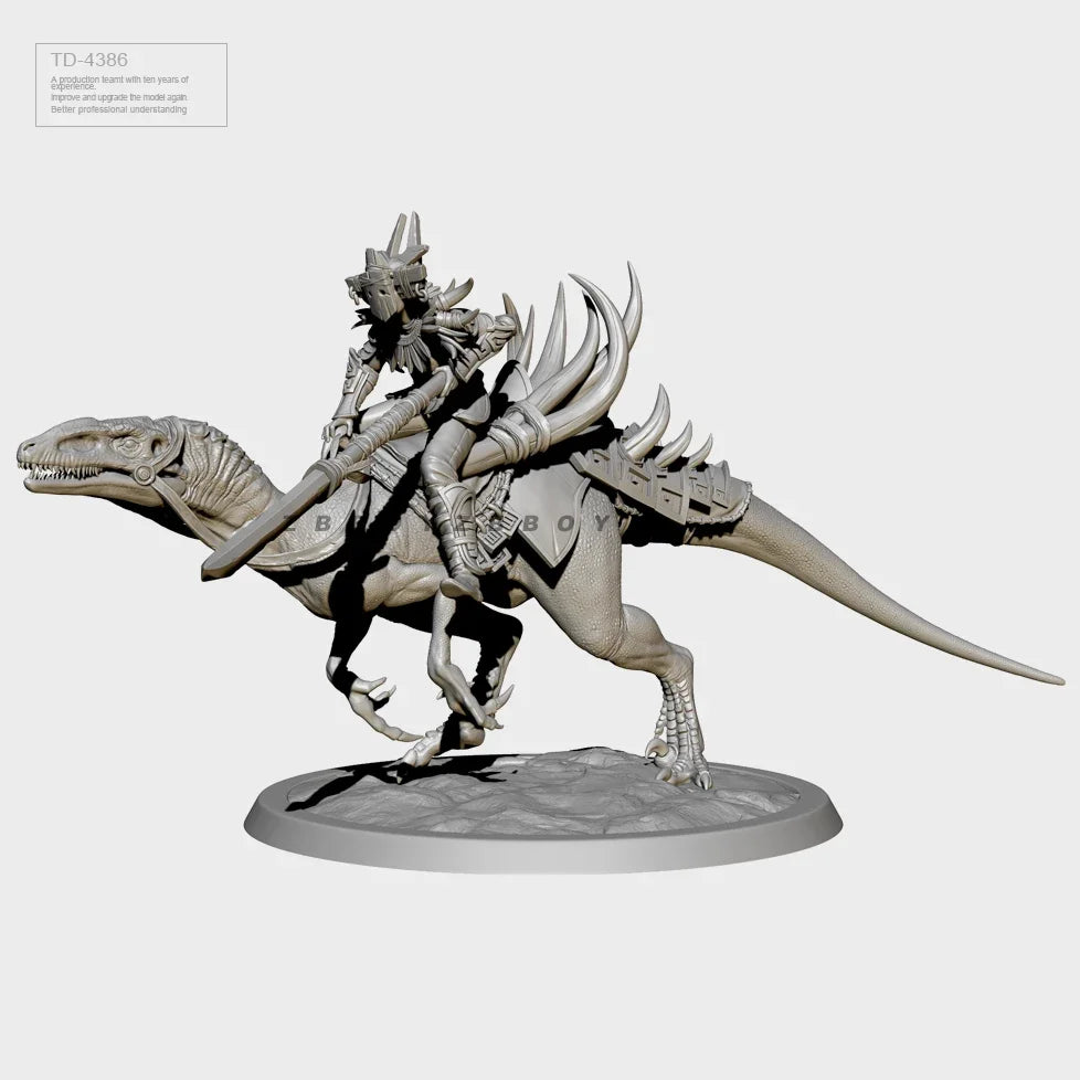 50mm Dragon-Mounted Armored Warrior, Resin Model Figure Kit, Fantasy Theme, Unassembled and Unpainted