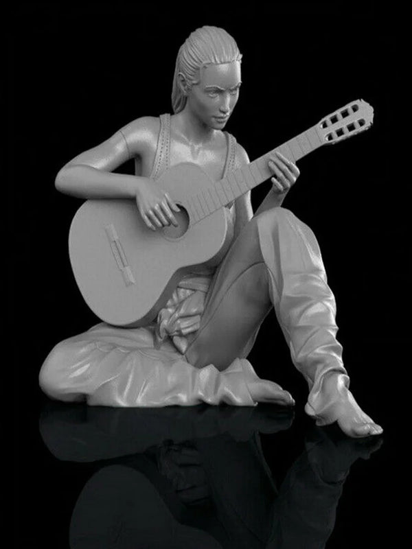 1/35 Modern Girl Playing Guitar, Resin Model Figure Kit, Unassembled and Unpainted