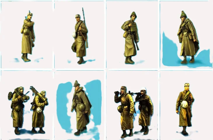 1/35 WWI German Infantry Squad in Puttees, 10 Figures, Resin Model Figure Kit, Unassembled and Unpainted
