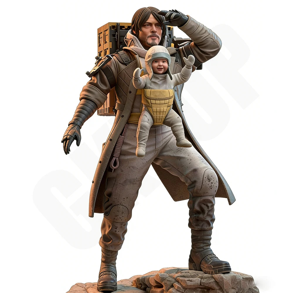 1/24 Modern Post-Apocalyptic Survivor & Child, 2 Figures, Resin Model Figure Kit, Unassembled and Unpainted