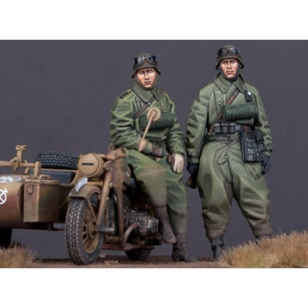 1/35 WWII German Motorcyclist Squad, 4 Figures, Resin Model Figure Kit, Unassembled and Unpainted