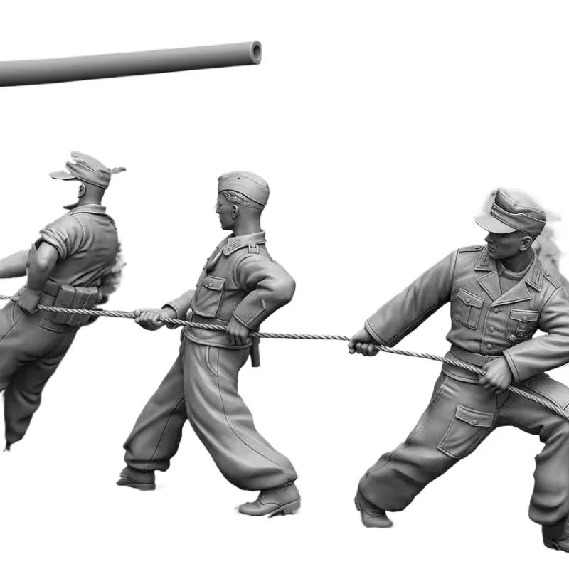 1/35 WWII German Panzer Crew Combat, 3 Figures, Resin Model Figure Kit, Unassembled and Unpainted