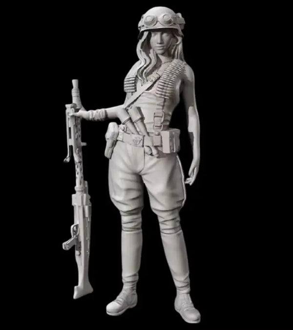 1/35 Modern Female Commando with Rifle, Resin Model Figure Kit, Sci-Fi Theme, Unassembled and Unpainted
