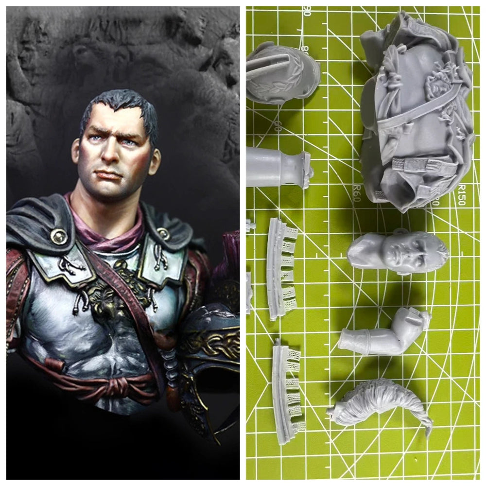1/10 Ancient Roman General in Ornate Segmented Armor, Resin Model Bust Kit, Unassembled and Unpainted