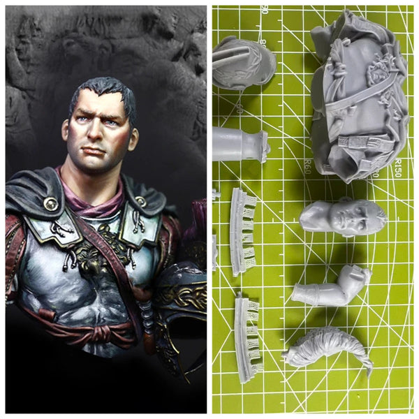 1/10 Ancient Roman General in Ornate Segmented Armor, Resin Model Bust Kit, Unassembled and Unpainted